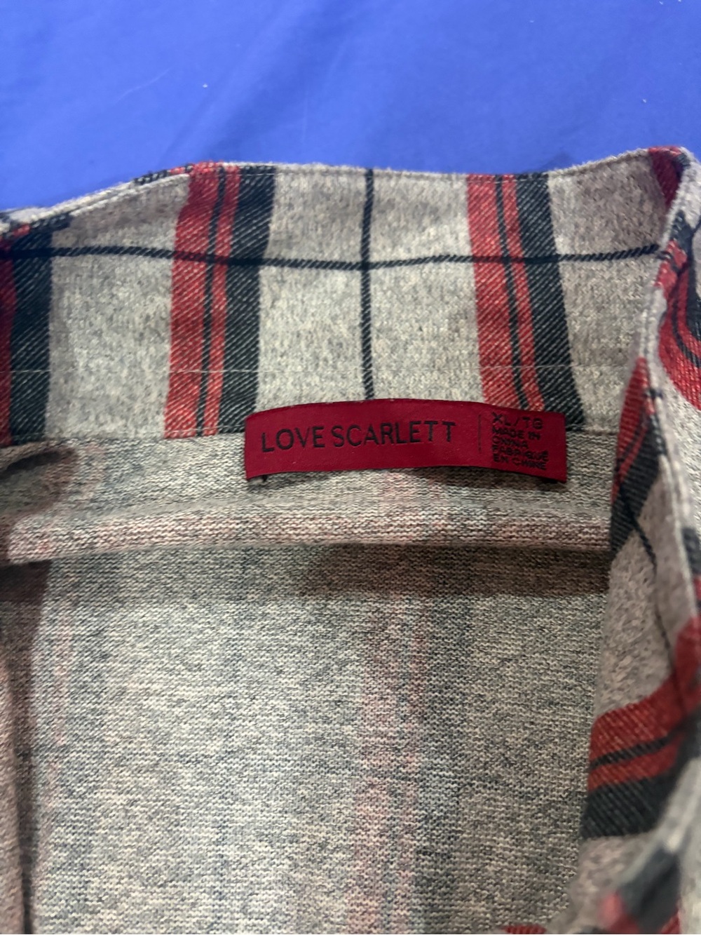 Scarlett Beige and Red Plaid Lightweight Shirt one blue white shirt striped - Picture 3 of 7